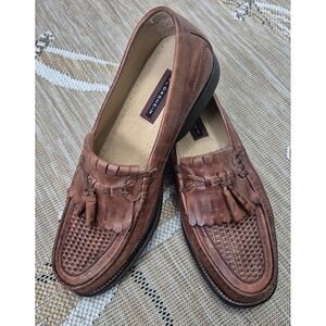 Florsheim‎ Leather Loafers Tassel Brown Woven Slip On Dress Shoes 11.5D